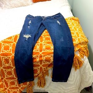 Stretchy Dark Wash Ripped Jeans from ChicSOUL